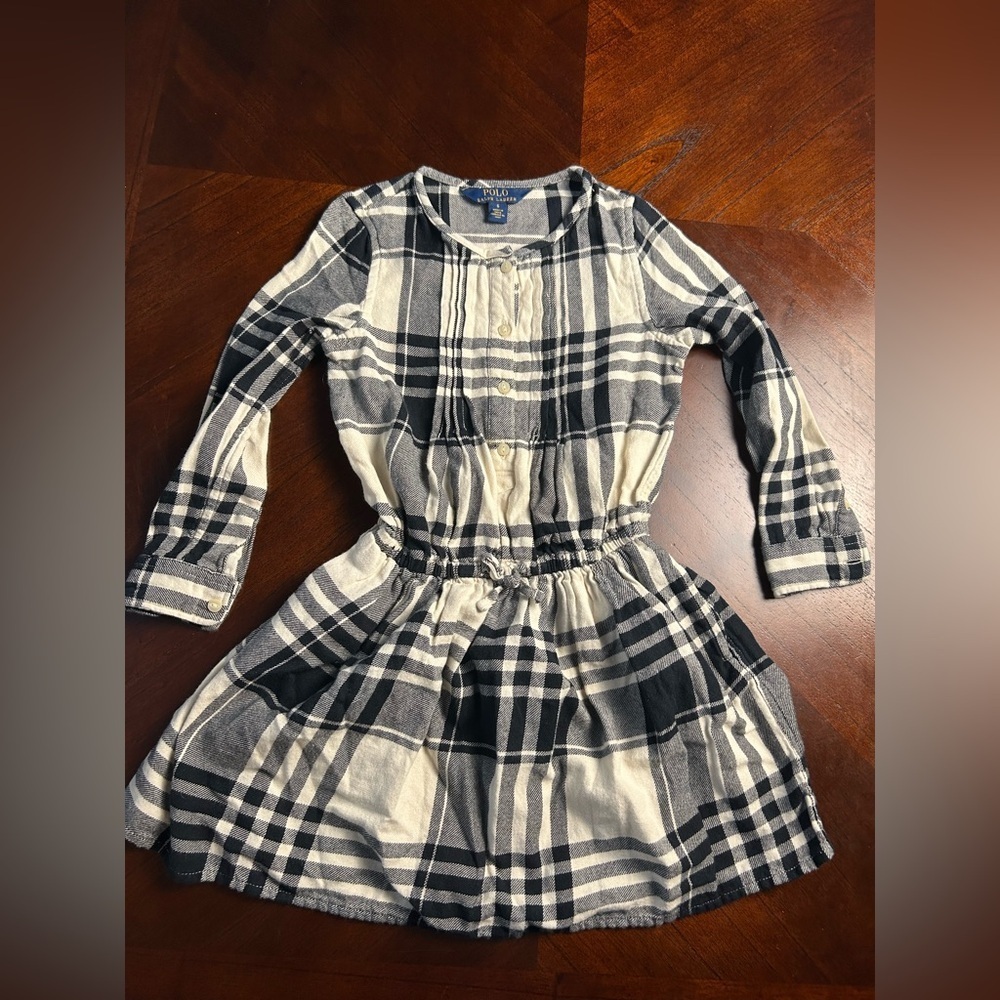 Polo by Ralph Lauren Black and White Plaid Kids Dress